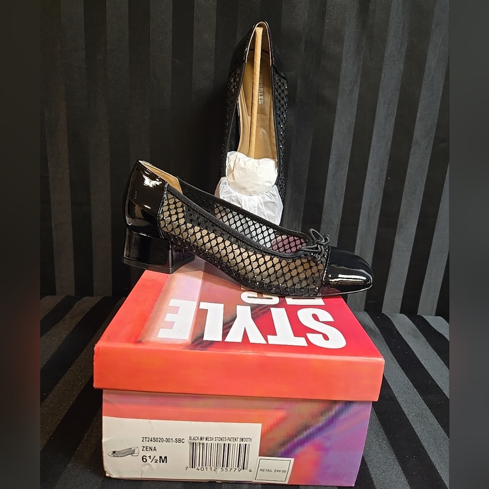 New Damaged Box Style Charles David Women's US 6.5 Zena Square Cap Toe Low Heel - Picture 2 of 14